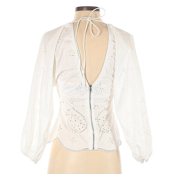 Reiss White Eyelet 100% Cotton Blouse - Size 4 - Picture 2 of 4